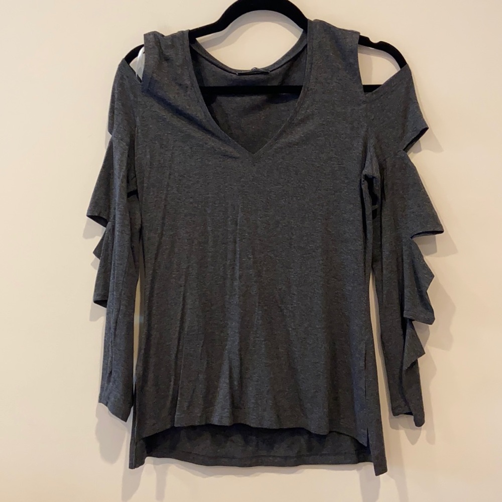 1.State Cold Shoulder Top with Cutout Sleeves
